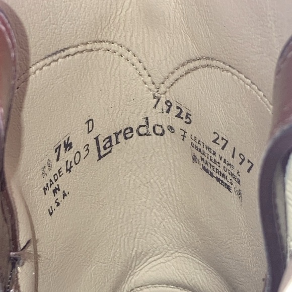 Mens Pre Owned Laredo Burgundy Roper Cowboy Boots Size 7.5D - Picture 5 of 11